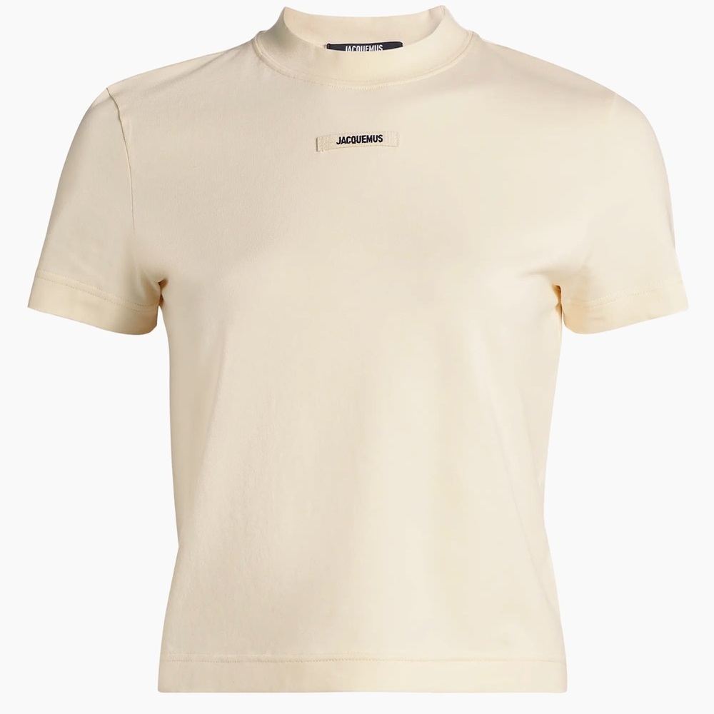 Jacquemus Grosgrain Cotton Logo T-Shirt- Light beige